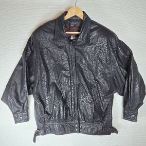 Comint Men's Leather Zip Up Bomber Jacket Pockets Size M Vintage Y2K 80's 90's